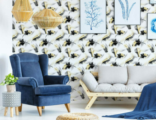 Feather self adhesive wallpaper