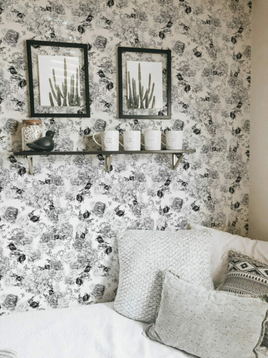 Black and white rose peel and stick removable wallpaper