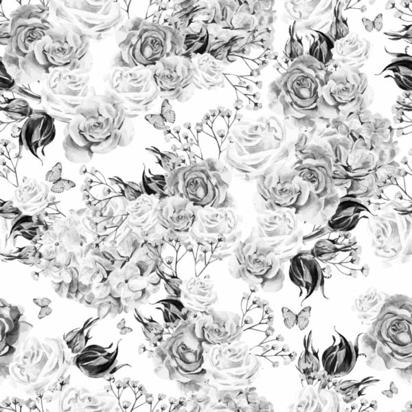 Black and white rose removable wallpaper