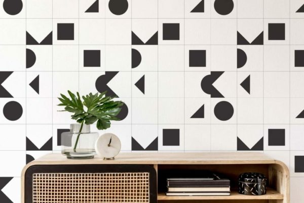 Geometric shapes grid peel and stick wallpaper