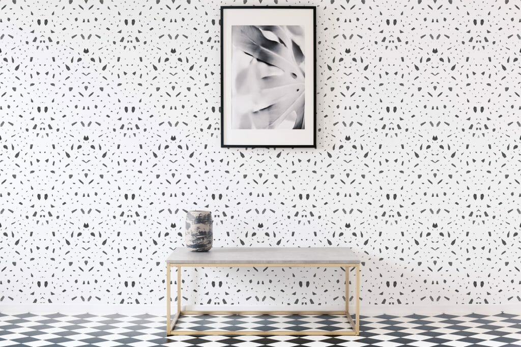 Black and white geometric pattern peel and stick wallpaper - Fancy Walls