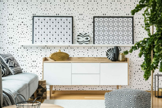 Black and white terrazzo temporary wallpaper