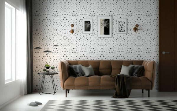 Black and white terrazzo wallpaper for walls