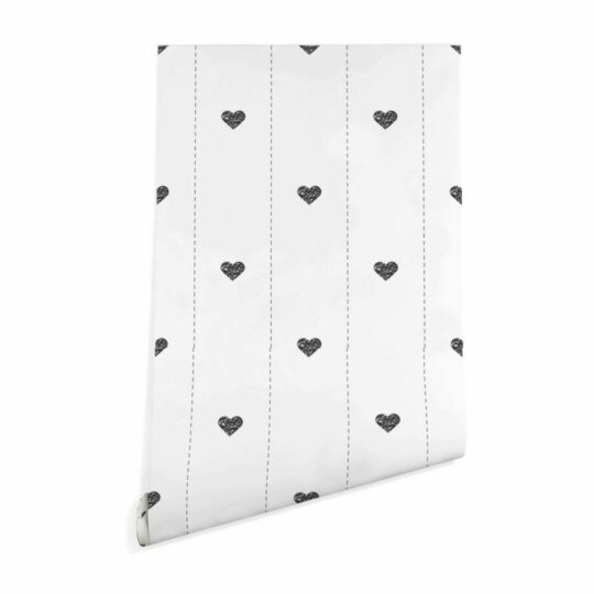 Black and white heart wallpaper peel and stick
