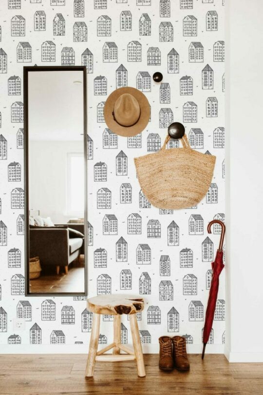 Houses self adhesive wallpaper
