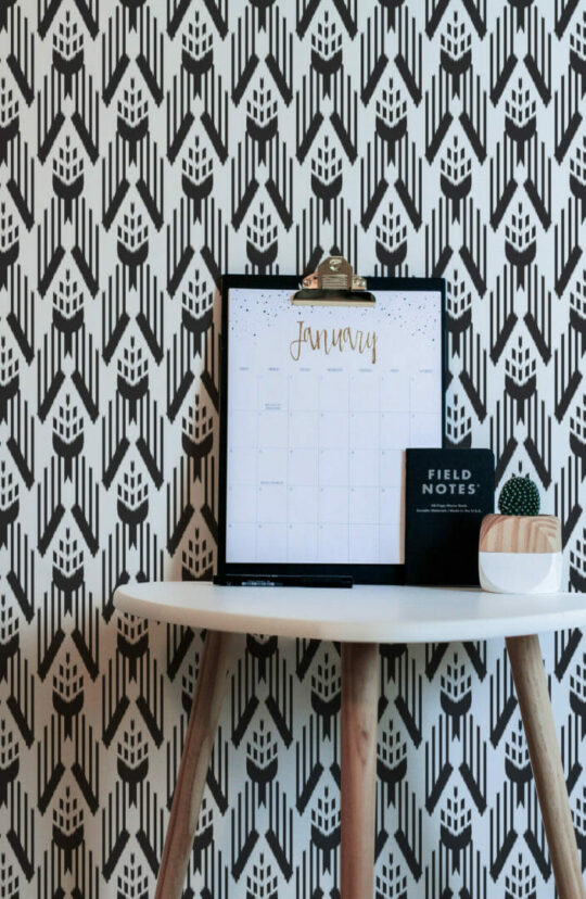 Black and white ikat wallpaper for walls