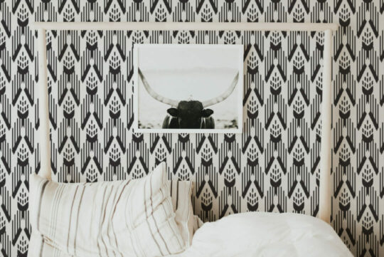 Black and white ikat self adhesive wallpaper