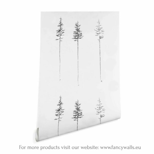Black and white pine tree wallpaper peel and stick