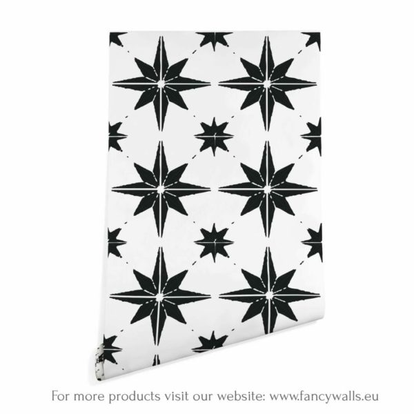 Black and white geometric star sticky wallpaper