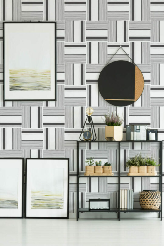 Bold black and white self adhesive wallpaper