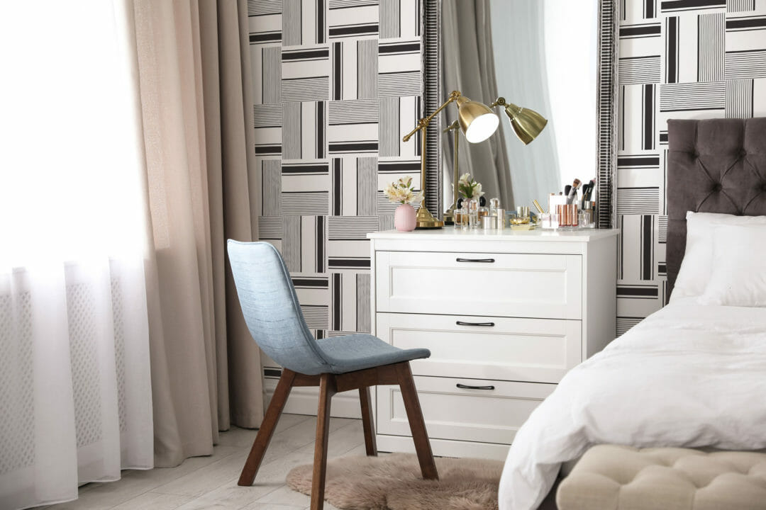 Black and white striped pattern peel and stick wallpaper | Fancy Walls
