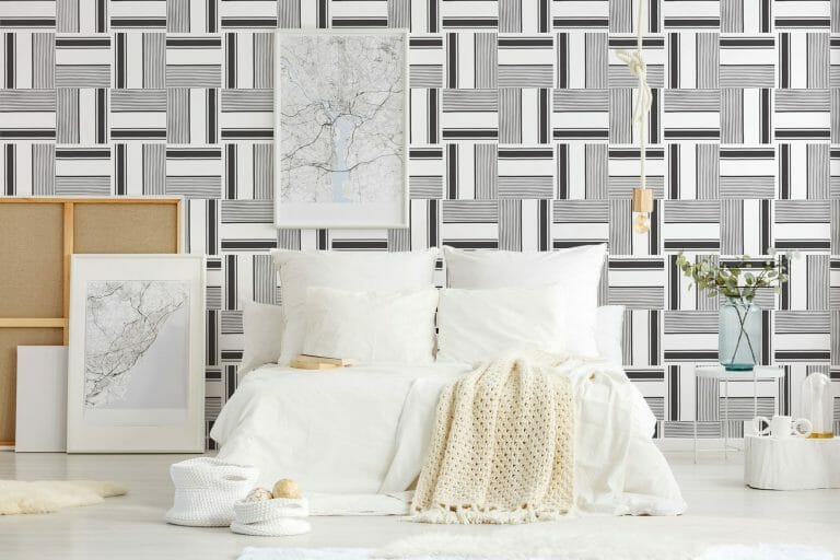 Black and white striped pattern peel and stick wallpaper | Fancy Walls