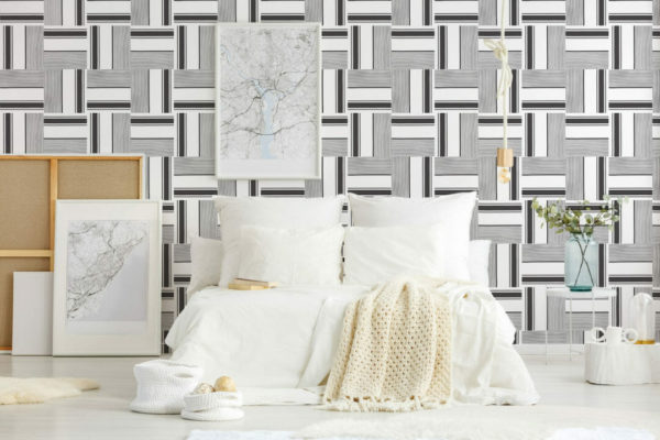 Bold black and white peel and stick wallpaper