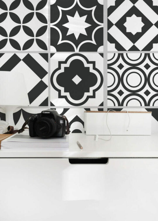 Black and white tile wallpaper for walls