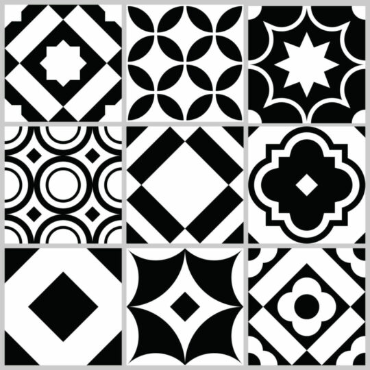 Black and white tile removable wallpaper