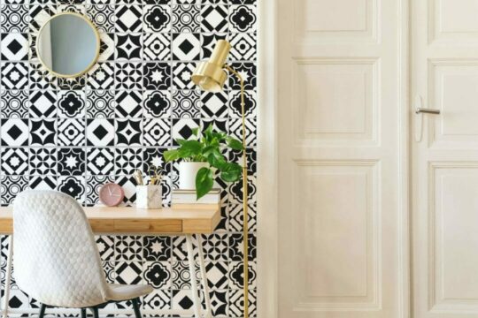 Black and white tile self adhesive wallpaper