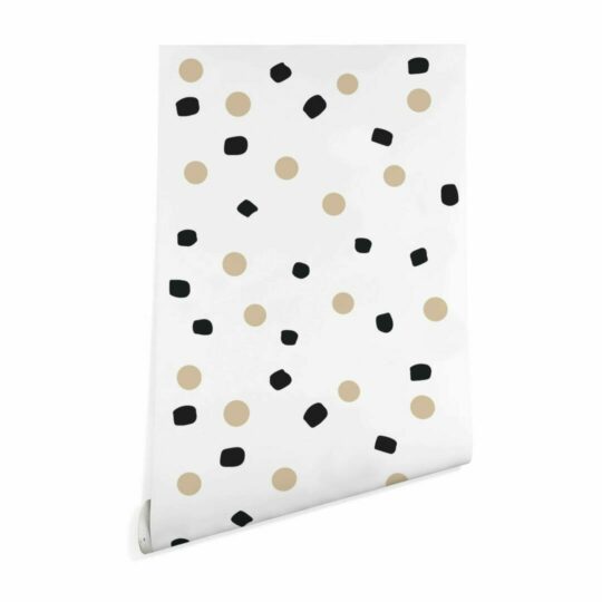 Beige, black and white dots sticky wallpaper