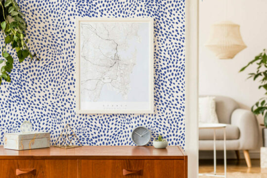 Blue animal print peel and stick wallpaper