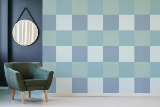 Blue gingham wallpaper for walls