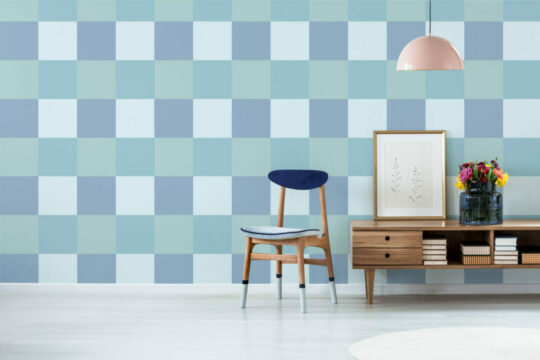 Blue gingham peel and stick wallpaper