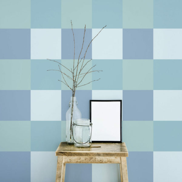 Blue gingham peel and stick removable wallpaper