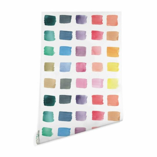 Colorful watercolor brush stroke wallpaper peel and stick