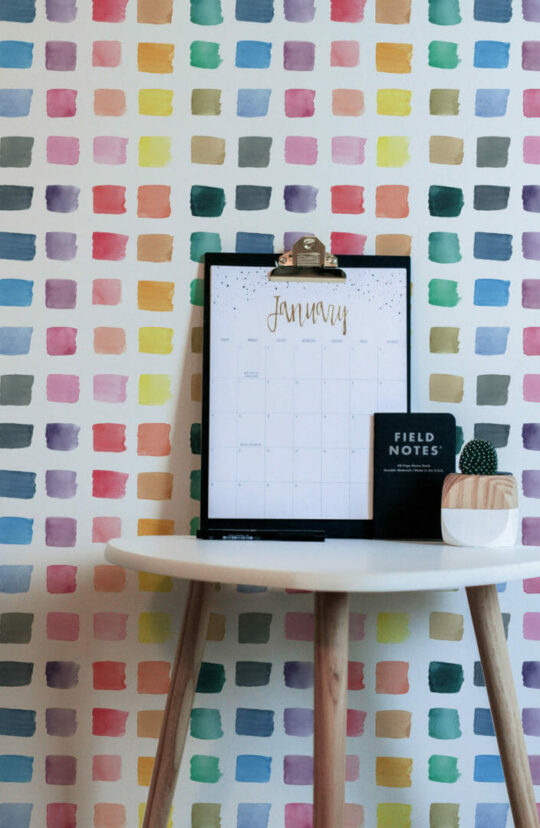 Colorful watercolor brush stroke self adhesive wallpaper