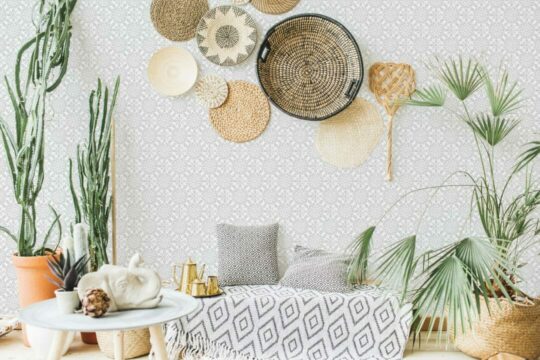 Floral ornament stick on wallpaper