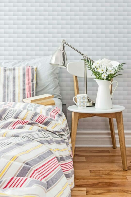 Gray brick pattern peel and stick wallpaper