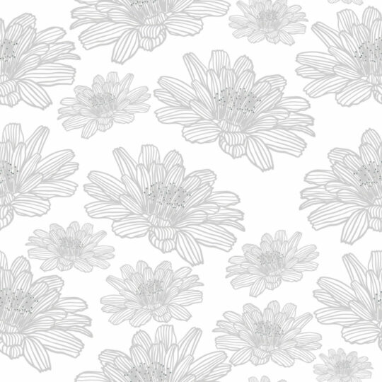 Seamless gray and white floral removable wallpaper