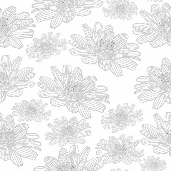 Seamless gray and white floral removable wallpaper