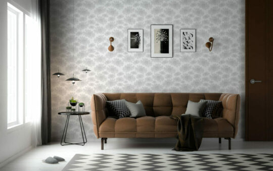 Seamless gray and white floral stick on wallpaper