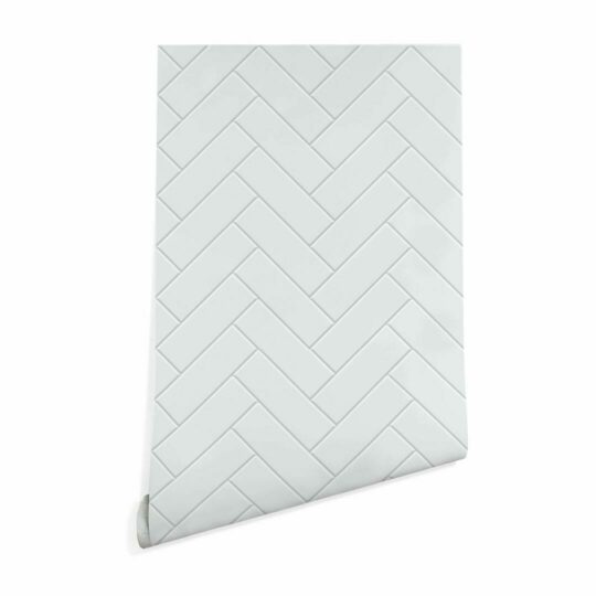 White herringbone tile wallpaper peel and stick
