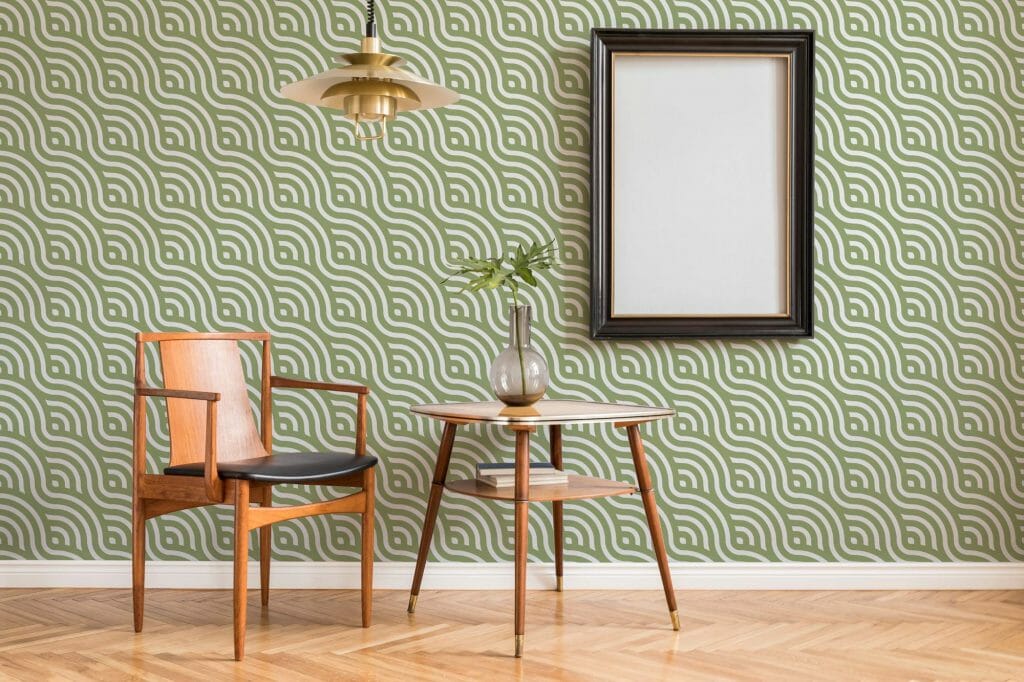 Art Deco wave peel and stick wallpaper