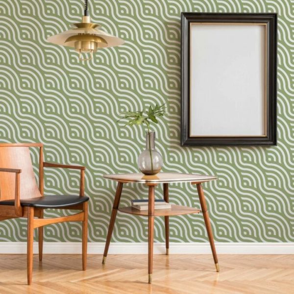 green and white wave removable wallpaper