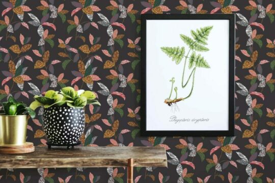 Animal print leaf peel and stick removable wallpaper