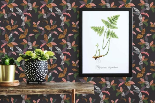 Animal print leaf peel and stick removable wallpaper