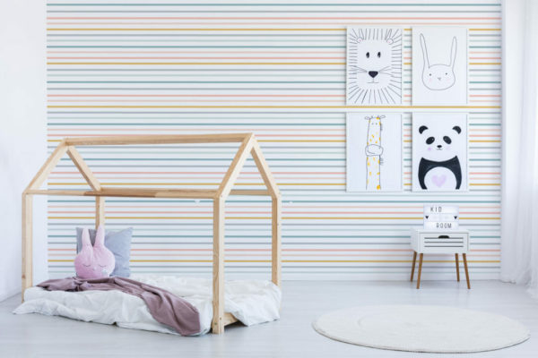 Pastel striped self adhesive wallpaper