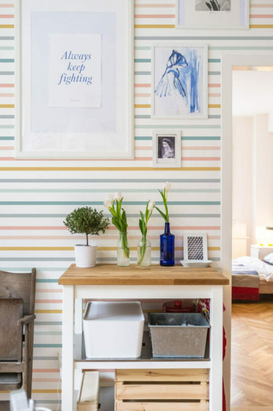 Pastel striped peel stick wallpaper
