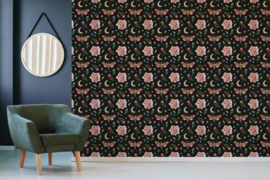 Floral and butterfly wallpaper for walls