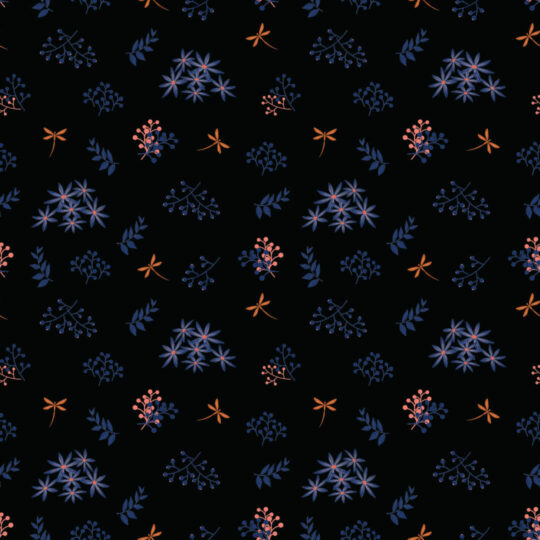 Dark blue floral removable wallpaper