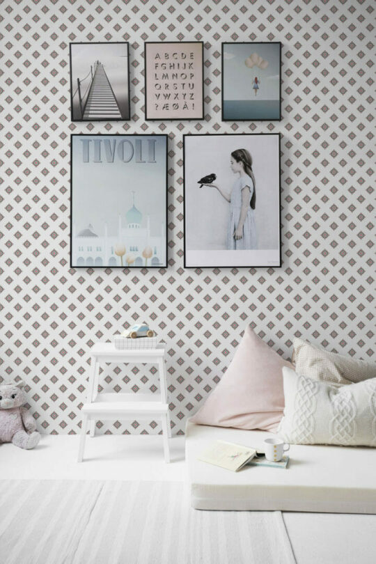 Ornamental square peel and stick removable wallpaper