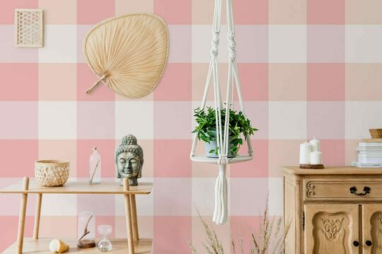 Pink gingham wallpaper for walls