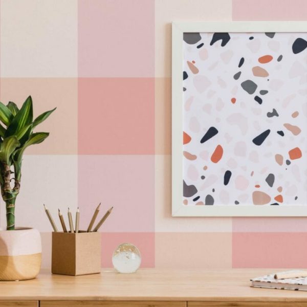 pink square self-adhesive wallpaper