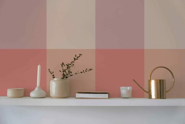 Pink gingham temporary wallpaper