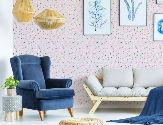 Pink terrazzo stick on wallpaper