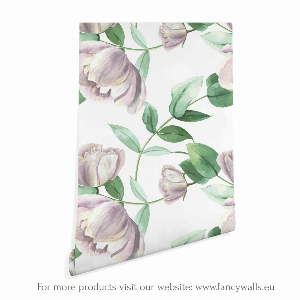 Purple and white floral peel and stick wallpaper | Fancy Walls