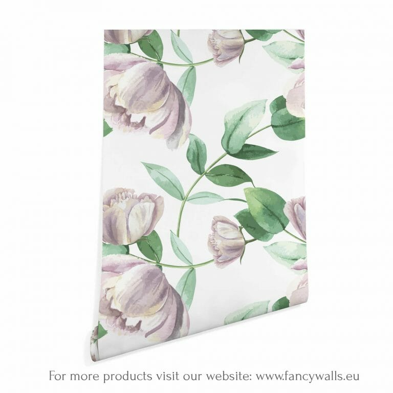 Purple and white floral peel and stick wallpaper | Fancy Walls