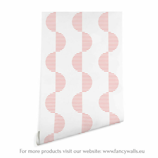 Red and white geometric self stick wallpaper