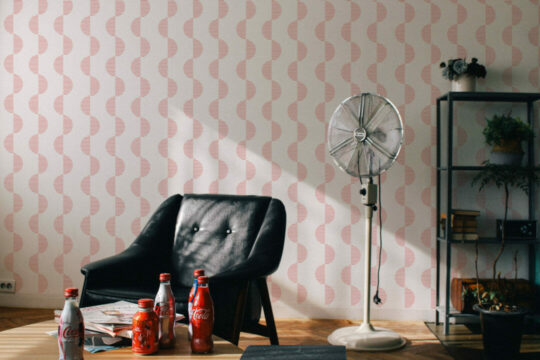 Red and white geometric stick on wallpaper